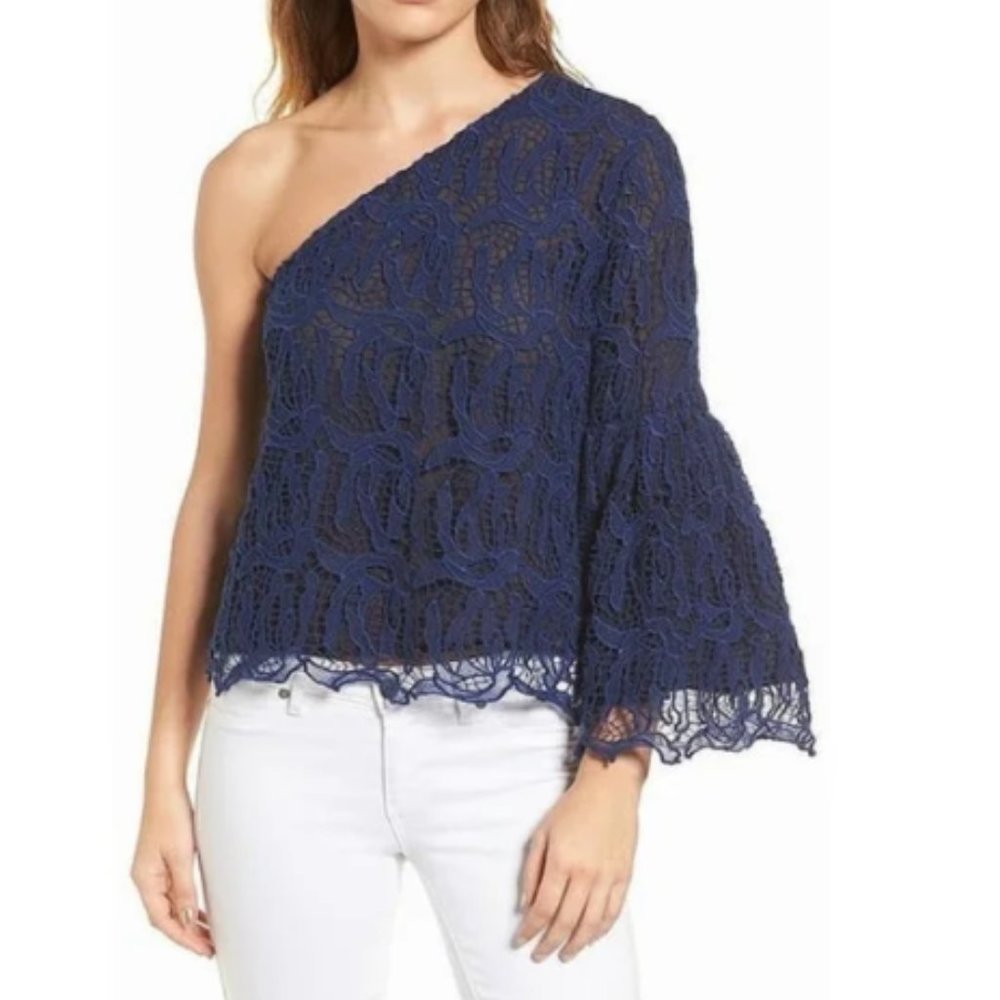 Women's NW Chelsea28 One Shoulder‎ Blue Lace Blouse S